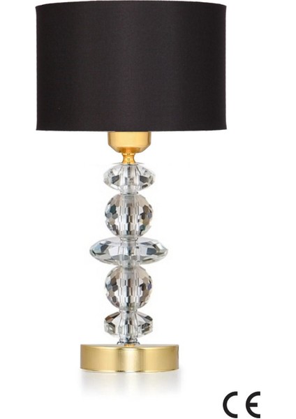 5 Tal Kristal Masa Abajuru Gold Kaplama Kumaş Başlık