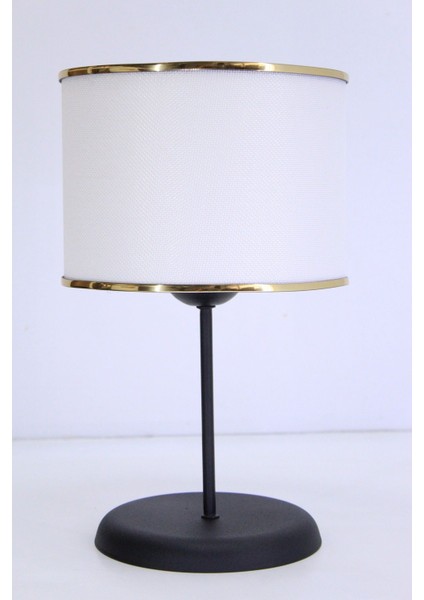 Serin Masa Abajuru Yatak Başı Lambası Gece Çoçuk Lambası Kumaş Başlık Metal Ayak