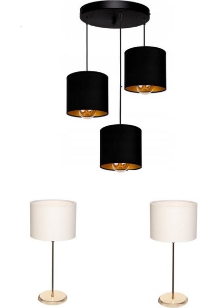 Konsep Salon Seti 2 Adet Abajur 1 Adet Avize