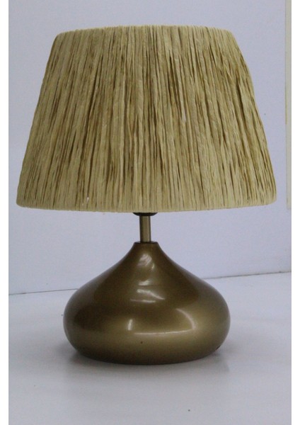 Üzüm Abajur Rafya Başlık Metal Elips Ayak