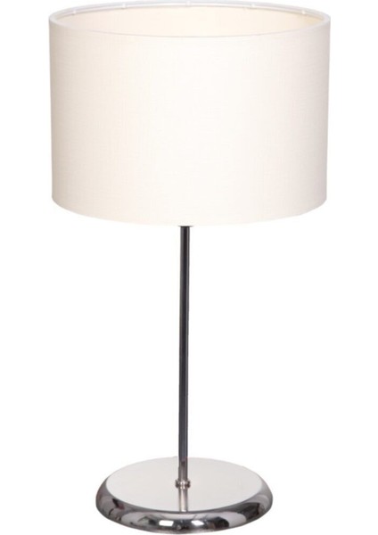 Krom Kaplama Metal Ayaklı Krem Başlıklı Abajur