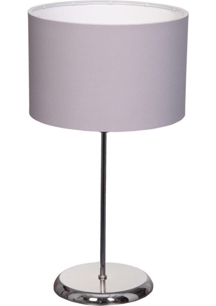 Krom Kaplamalı Gri Kumaş Başlıklı Abajur