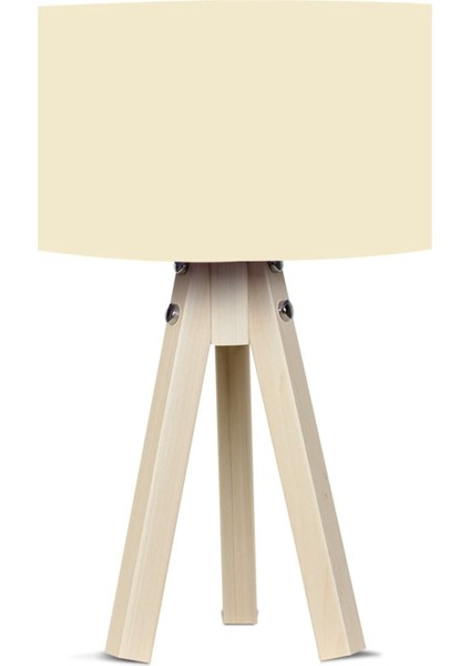 3 Ayaklı Mdf Krem Şapka Naturel Ayak Abajur