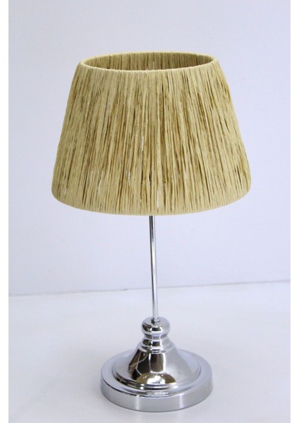 Rafya Başlıklı Metal Ayaklı Masa Abajuru