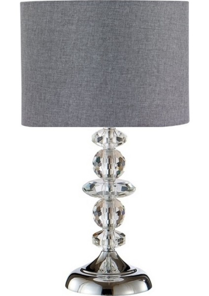 5 Tal Kristal Masa Abajuru Krom Kaplama Kumaş Başlık