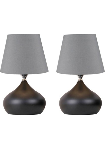 2 Adet Konik Kumaş Şapkalı Metal Elips Masa Lambaları fiyatları