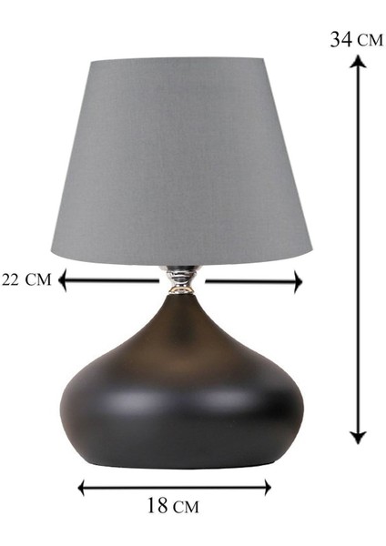 2 Adet Konik Kumaş Şapkalı Metal Elips Masa Lambaları modelleri