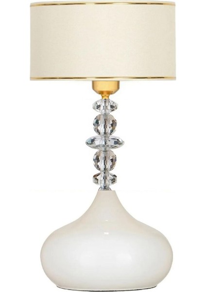 Elpis Masa Abajuru Kristal Taş Kumaş Başlık Matal Ayak