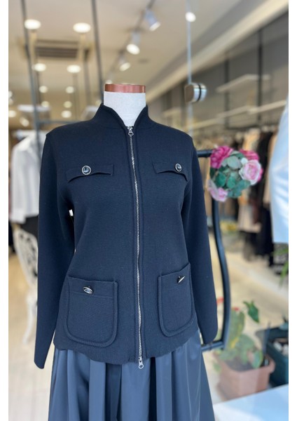 UW251045 Unıque Fermuar Detaylı Triko Hırka