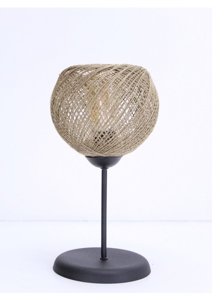 Serin Masa Abajuru Yatak Başı Lambası Gece Çoçuk Lambası Kumaş Başlık Metal Ayak