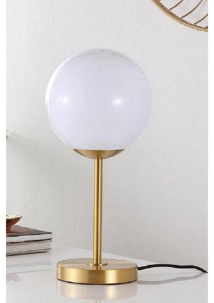 Gold Kaplama Kar Topu Yatak Başı-Masa-Komidin-Sehpa Üstü Cam Abajur