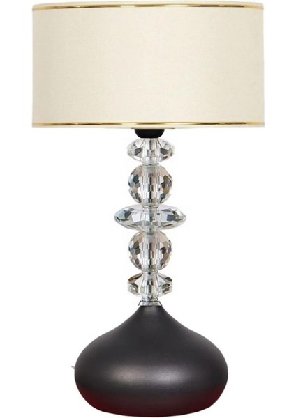 Elpis Masa Abajuru Kristal Taş Kumaş Başlık Matal Ayak