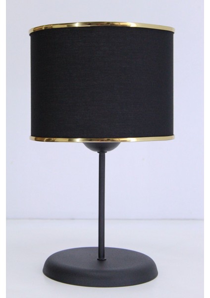 Serin Masa Abajuru Yatak Başı Lambası Gece Çoçuk Lambası Kumaş Başlık Metal Ayak