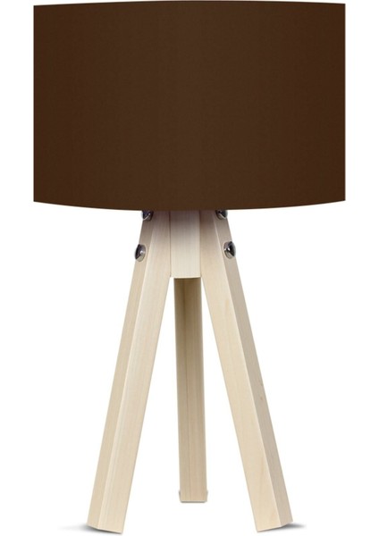 3 Ayaklı Mdf Abajur Kahve Şapka Naturel Ayak