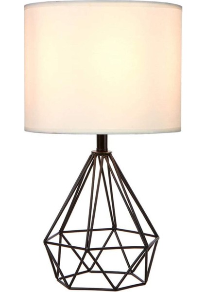 Komidin Üstü Metal Tardu Siyah Abajur Krem Şapka