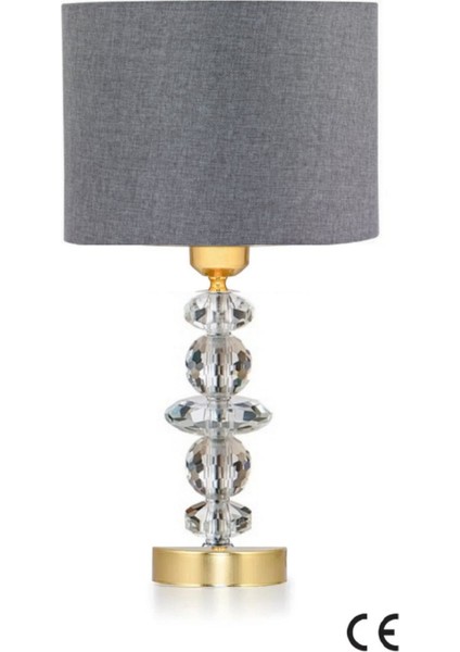 5 Tal Kristal Masa Abajuru Gold Kaplama Kumaş Başlık