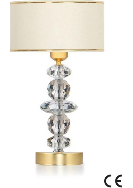 5 Tal Kristal Masa Abajuru Gold Kaplama Kumaş Başlık