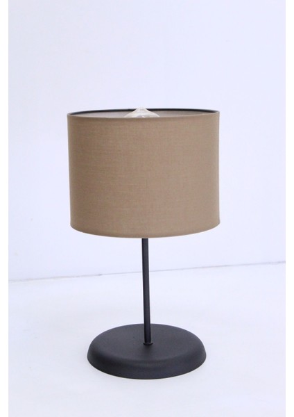 Serin Masa Abajuru Yatak Başı Lambası Gece Çoçuk Lambası Kumaş Başlık Metal Ayak