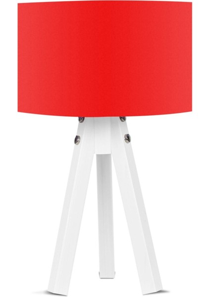 3 Ayaklı Mdf Abajur Kırmızı Şapka Beyaz Ayak