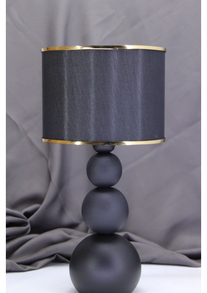 Damla Masa Abajuru Gece Lambası Metal Ayak Kumaş Başlık