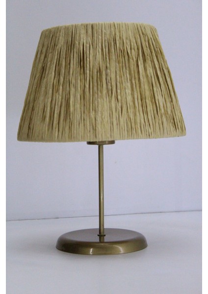 Rafya Başlıklı Metal Ayaklı Masa Abajuru