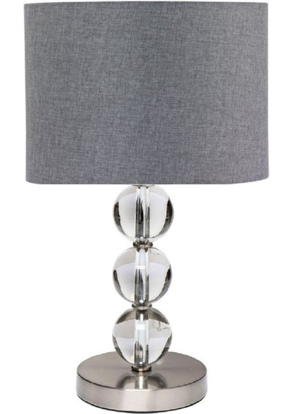 Cam Gövdeli Krom Ayaklı Kumaş Başlıklı Dekoratif Masa Gece Lambası