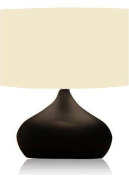 Krem Kumaş Şapkalı Elips Masa Lambası