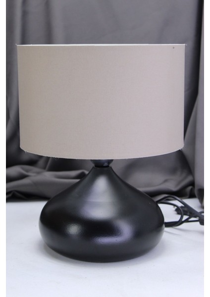 Vizon Renk Kumaş Başlıklı Elips Masa Abajuru modelleri