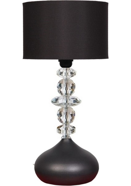 Elpis Masa Abajuru Kristal Taş Kumaş Başlık Matal Ayak