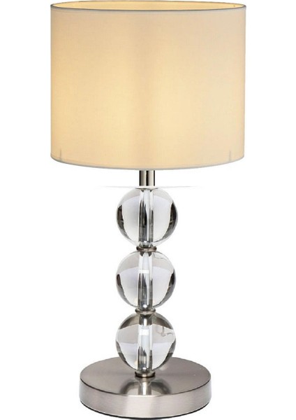 2 Adet Cam Gövdeli Krom Ayaklı Kumaş Başlıklı Dekoratif Masa Gece Lambası fiyatları