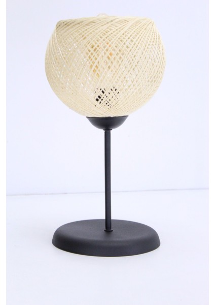 Serin Masa Abajuru Yatak Başı Lambası Gece Çoçuk Lambası Kumaş Başlık Metal Ayak