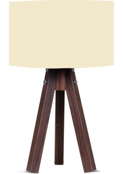 3 Ayaklı Mdf Krem Şapka Kahve Ayak Abajur