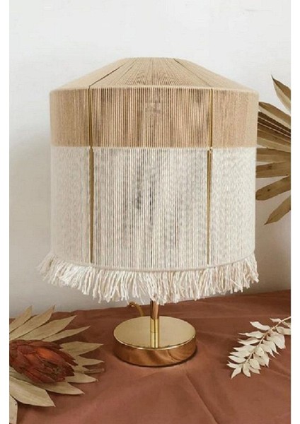 Özel Tasarım Makrome Masa Komidin Yatak Başı Abajuru