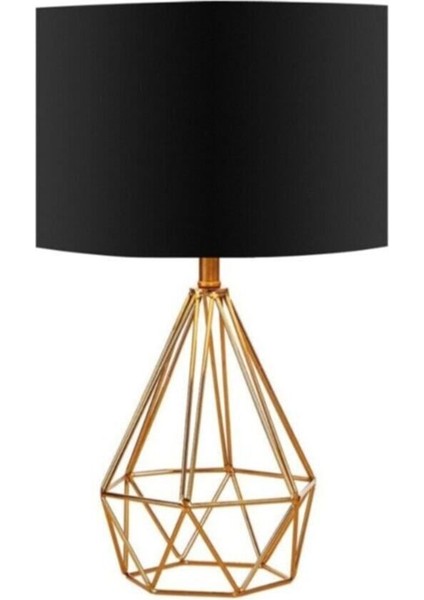 Tardu Siyah Kumaş Şapka Eskitme Renk Ayaklı Abajur