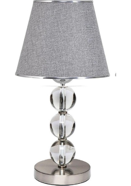 Cam Gövdeli Krom Ayaklı Kumaş Başlıklı Dekoratif Masa Gece Lambası