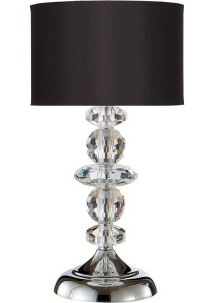 5 Tal Kristal Masa Abajuru Krom Kaplama Kumaş Başlık