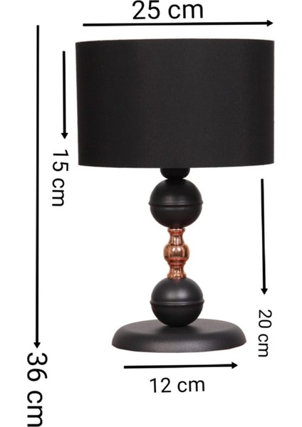 Bakırlı Abajur Siyah Kumaş Şapkalı Masa Komidin Yatak Odası Lambası fiyatları