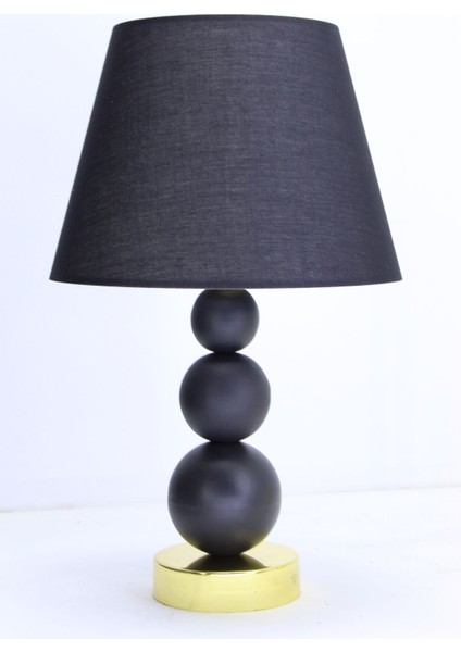 Konik Kumaş Başlıklı Metal Ayaklı Masa Abajuru Gece Lambası Dekoratif