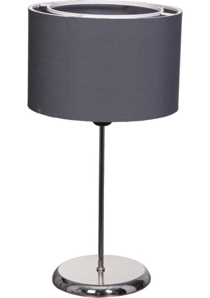 Krom Kaplamalı Füme Kumaş Başlıklı Abajur