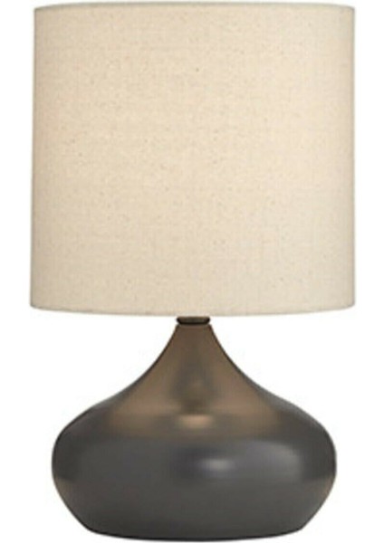 Elips Masa Abajuru Krem Kumaş Şapkalı