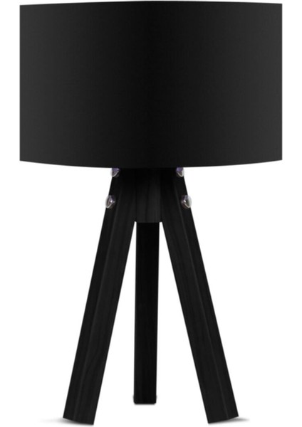 Full Siyah Masa Komodin Abajuru Siyah Mdf Ayak