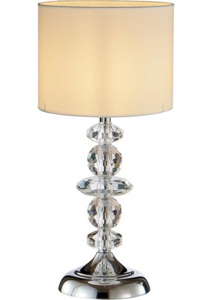 5 Tal Kristal Masa Abajuru Krom Kaplama Kumaş Başlık