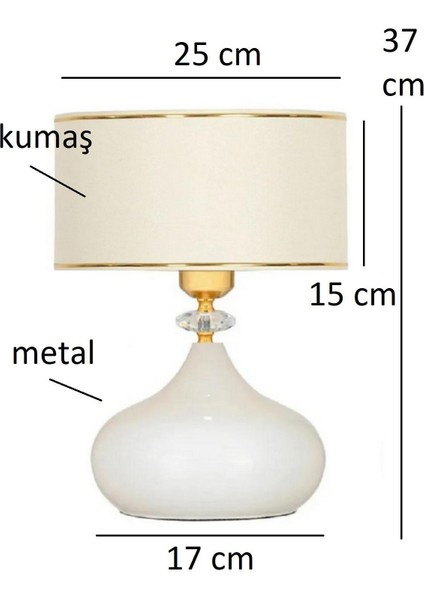 1 Adet Avize 2 Adet Full Beyaz Gold Şeritli Elips Masa Abajuru modelleri
