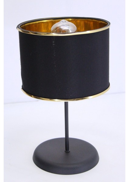 Serin Masa Abajuru Yatak Başı Lambası Gece Çoçuk Lambası Kumaş Başlık Metal Ayak