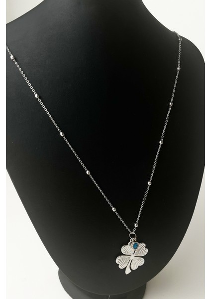 Uzun Zincirli Yonca Kolye (Zincir Boyu:72 Cm)