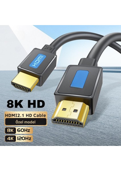 Jasoz Altın Kaplama Hd Series 120hz 8k HDMI To HDMI 2.1V HDMI Kablosu Görüntü Aktarım Kablosu