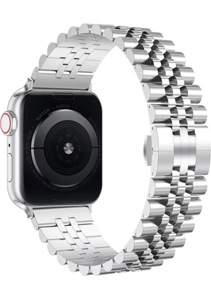 Apple Watch 9 45MM ile Uyumlu Rolex Tasarım Metal Kordon Kayış - FC878