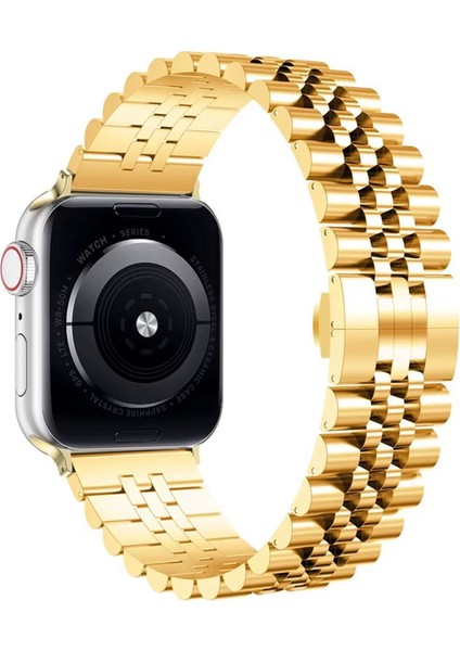 Apple Watch 7 41MM ile Uyumlu Rolex Tasarım Metal Kordon Kayış - FC879