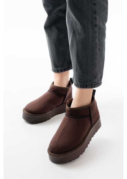 NDR-2850 Kahverengi Süet Içi Kürklü Kışlık Kapalı Burun Kadın Günlük Terlik fiyatları