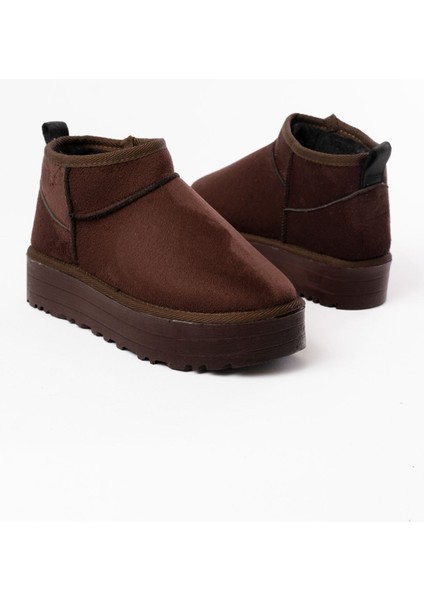 NDR-2850 Kahverengi Süet Içi Kürklü Kışlık Kapalı Burun Kadın Günlük Terlik modelleri